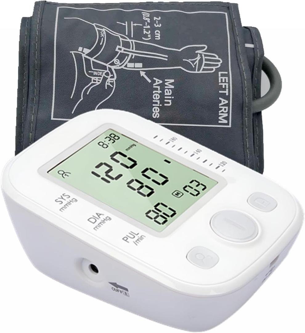 Blood Pressure Monitor with Extra Large Cuffs (8.6"-16.5") - 99 Memory Readings, Home Use, Precise Upper Arm Cuff LugeWhite Upper Arm