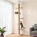 Veehoo Floor to Ceiling Cat Tree, Adjustable Height (5.1-9.4 ft) Tall Climbing Tower with Sisal Scratching Posts, Modern Cat Activity Tree for Indoor Cats