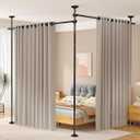 Room Divider No Drilling Curtain Rod Wall Divider for Room Separation, 410ft(H) 28114inch(W) Adjustable, Heavy Duty Partition Space Separator Freestanding Tension Curtain Stand, Black