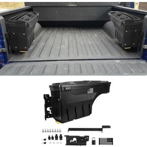 POETRYXIAO Lockable Truck Bed Storage Box with Password Padlock for 2019-2023 Dodge Ram 1500 2500 (No Fit 1500 Classic Model),Waterproof ABS Wheel Well Tool Box 6.6 Gal/25 L (Drivers Side)
