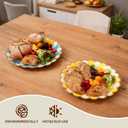 Colorful Striped Paper Plates with Gold Scalloped Edge, 9 Inch Disposable Plate, 50 Pack, Party Tableware for Birthday Celebrations,Christmas and Halloween Decorations, Soft 6 Colors