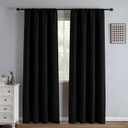 Black Blackout Curtains 84 Inch Length 2 Panels Set, Black Out Curtains for Bedroom 84 Inch Long, Rod Pocket Energy Saving Room Darkening Drapes for Living Room Window(W52 x L84)