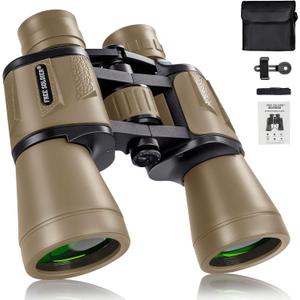 20x50 Binoculars for Adults with Smartphone Adapter - High Powered Binoculars for Bird Watching Hunting Hiking Concert Travel Theater with BAK4 Prism FMC Lens, Mud