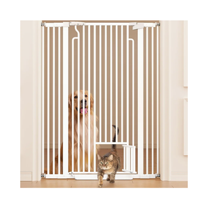 Ostutry 53in Extra Tall Cat Gate for Doorway No Drilling 29.5-40.1in Wide Dog Gate with Cat Door Pressure Mounted Walk Through Pet Gate