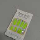 Neon Green Press On Nails Medium Long Square, Vibrant Lime Fake Nails with Glue, Thick Natural Glossy Coffin Glue on Nails for Women Daily, Reusable Quality Acrylic False Nail Set, 24 Pcs