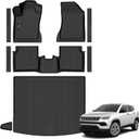 Floor Mats & Cargo Liner Custom Fit for Jeep Compass 2017-2025 2026 | Door Sill Guards, All Weather TPE Full Set Floor Liners Trunk Mat for Compass 2025 Accessories, Black