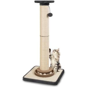 Heavy Duty Cat Scratching Post, 35 Inch Tall Cat Scratcher Cat Tree Tower with Hanging Ball for Indoor Cats Adults, Sisal Scratching Post with Toys