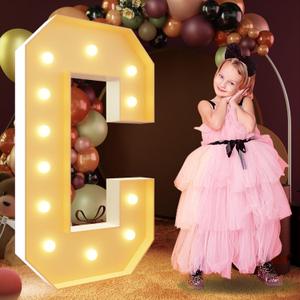 iMPRSV 4FT Light Up Letters - Large Marquee Letters Kit for Birthday Party, Wedding Decorations & Arch (Letter C)