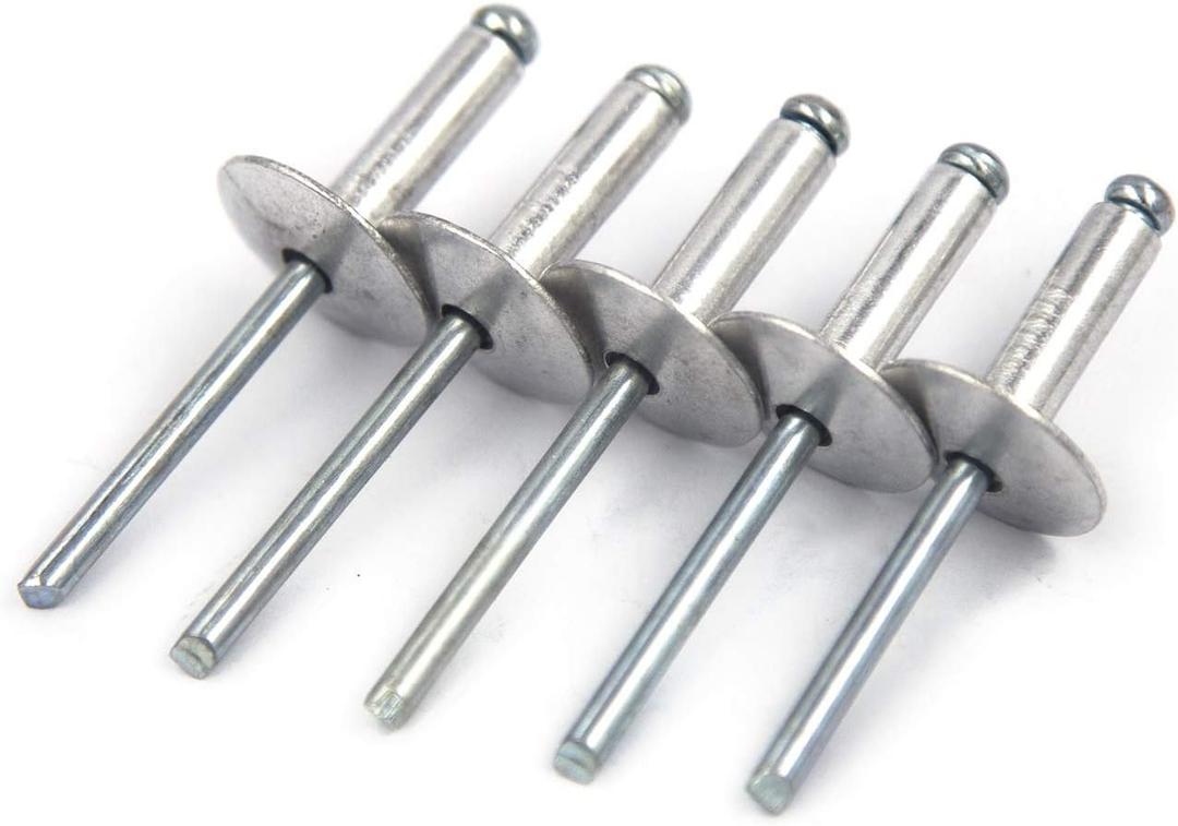 60pcs Large Flange Blind Rivets, Aluminum,Flange Diameter 5/8" (16 mm),Pop Rivets Assortment Kit Blind Rivet,3/16" x 5/8" Inch,Grip Range(8-12mm) (Silver)