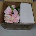 Hollyone Pink Peonies Artificial Flowers with Vase Faux Flowers Peony Fake Flowers Silk Flower Arrangements in Glass Vase with Faux Water for Home Decor Bathroom Table Centerpiece Shelf Decorations