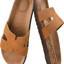 Women's Cork Footbed Slides with Arch Support,Comfortable Summer Beach Vacation Sandals for Women,Memory Foam Outdoor Flat Sandals 11