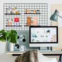 Yaocom 4 Pcs Gridwall Shelf Hooks Rack and Hanging Shelf for Wire Grid Panel Grid Panel Accessories Black Metal Wall Shelves for Home Garage Retail