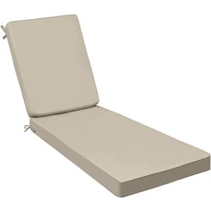 AAAAAcessories Outdoor Chaise Lounge Cushions, 80 x 26 x 3 in, Set of 2 | Patio Furniture Replacement Chair Cushions, Fade-Resistant, Waterproof, Removable Cover with Ties, Khaki Beige
