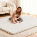 Ultra Soft Baby Play Mat for Floor 1.4" Thick Memory Foam 79x79 Playpen Mat for Toddlers Infant Kids with Non-Slip Backing Safe for Crawling, Water-Repellent Leather for Tummy Time, Tatami Style(Grey)