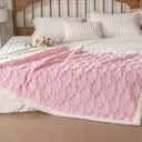 Breling Bow Sherpa Throw Blanket 50"x 60" Coquette Plush Thick Warm Soft Cute Blanket for Bed Sofa Couch Aesthetic Preppy Bedding Stuff Room Decor Gifts for Fall Thanksgiving Christmas (Pink)