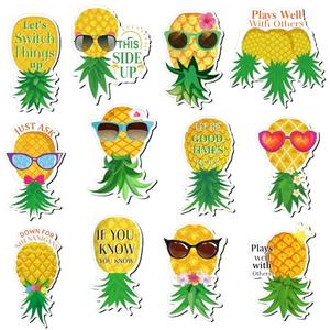 Xuhal 12 Pcs Pineapple Magnets Cruise Door Decorations Magnetic Tropical Pineapple Decals Decor Cruise Door Refrigerator Car Magnets Stickers for Cabin Summer Party Car Accessories
