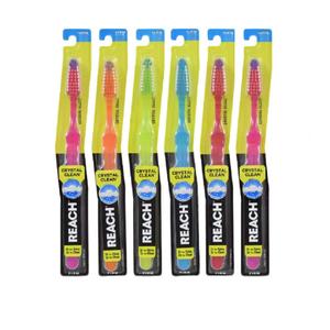REACH Crystal Clean Firm Adult Toothbrush, 1 ea - Colors May Vary (Pack of 6)