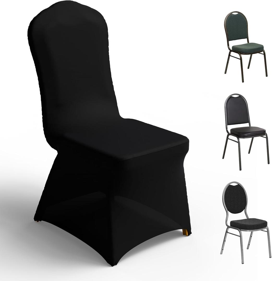 Spandex Banquet Chair Covers 30PCS - Party Dining Chairs Cover Stretchy Slipcovers for Wedding Decor Birthday Event(Black)
