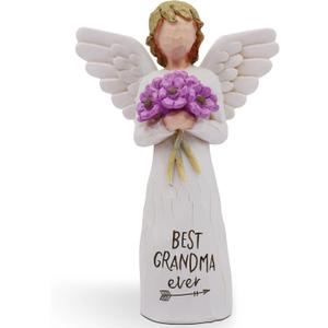 AUKEST Mothers Day Birthday Gifts for Grandma, Grandmother, Grandma Birthday Gifts, Grandmother Gift Sculpted Hand-Painted Figure (Purple Flowers)