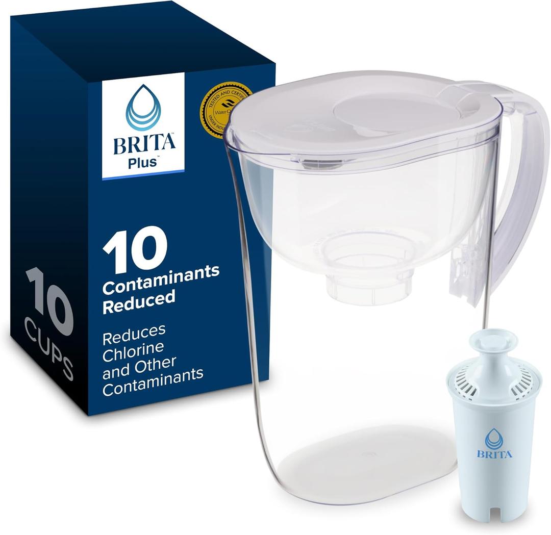 Brita Large 10 Cup Water Filter Pitcher, 1 BritaPlus Filter, Everyday, Clear