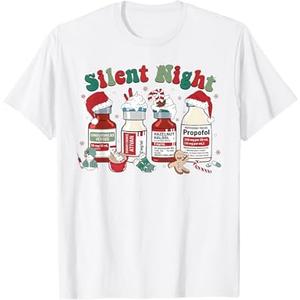 Retro Propofol Silent Night ICU Nurses Funny Merry Christmas T-Shirt, Men, Small