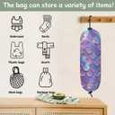 Purple Mermaid Scales Plastic Bag Holder 2 Pcs Grocery Bag Organizer Reusable Trash Bags Organizer Wall Mount Washable Kitchen Dispenser Holders with Drawstring Closure