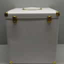CroBlissful Large Vinyl Record Storage Case, 13 x 13 x 13 Inch for 100+ Single Records, Retro Lp Album Collection Display Box, PU Leather Water Resistant for 7/10/12 Inch Album Collection(White)