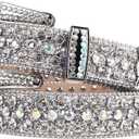 Studded Rhinestone Belts Men Women Fashionable Sparkly Diamond Belt Shiny Crystals Inlaid Design Leather Belt Christmas Gift (XL)