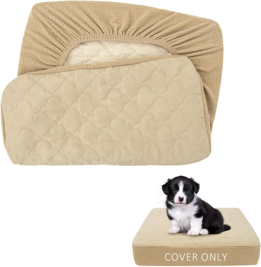 CHHKON Dog Bed Covers Replacement Washable Waterproof Pet Puppy Bed Cover for Dog (Beige,20x15x6 inch)