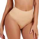 Seamless Thong Shapewear for Women Tummy Control Body Shaper Underwear Girdle High Waist Shaping Panties (Small, Wire Beige)