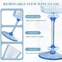 12 PCS Blue Ribbed Plastic Wine Glasses 13.5 OZ Ribbed Wine Glasses Detachable Wine Glass Elegant Fluted Glassware Vintage Style for Wedding Anniversary Birthday Dinner Parties(Blue, 12 Pack)