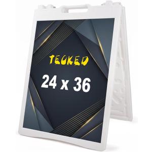 24x36 Inch Portable Foldable A Frame Sign Stand, All Heavy Duty Outdoor Advertising Displayfor Store Front, Street Marketing and Booth Promotion (White)