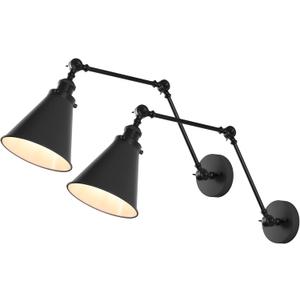 JONATHAN Y Rover 1-Light Wall Sconce 7", Black, Set of 2