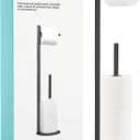 Toilet Paper Holder Stand, Bathroom Toilet Paper Roll Holder Stand with Reserve, Standing Toilet Paper Holder with Storage (Black)