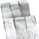 Ribbli Silver Christmas Tree Ribbon - Glitter Wired Ribbons for Tree, Crafts, Gift Wrapping, Wreaths, Garland, Home Decor - 2.5 Inch x 6 Rolls Total 36 Yard