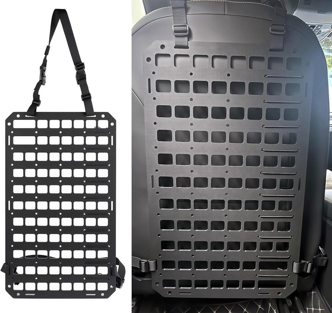 TACNEX Rigid MOLLE Panel for Car Seat Back Organizer Vehicle EDC Tactical Gear Holder Pouch Holster Mount Rack Modular Storage Plate Auto Interior Accessories for Truck Pickup SUV Van