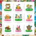 2 x Hawaiian Luau Party Decorations Set, 9 Pcs Aloha Honeycomb Centerpieces for Tables, Tropical Tiki Beach Summer Pool Theme Birthday Party Supplies with Flamingo Surfboard Designs