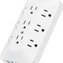 Wall Outlet Extender, 9 Outlet Splitter with 4 USB Ports (2 USB C), Multi Plug Wall Outlet Expander, 3-Sided Wall Charger Power Strip for Home, Office, Dorm, White