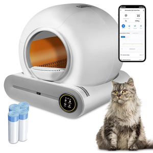 (2024) DuckSky Self Cleaning Cat Litter Box, 65L+9L Extra Large Automatic Litter Box for Multiple Cats, Features Negative ion Sterilization and Deodorization, APP Control, and Health Monitor.(White)