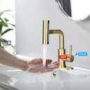Bathroom Sink Faucet with 4 Mode Pull Down Sprayer, Brushed Gold Single Handle Pull Out Faucet with Pop-Up Drain, 1 or 3 Hole Laundry Bar Basin Faucet with Deck Plate
