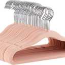 Amazon Basics Kids Space Saving Velvet Non-Slip Clothes Hangers with Shoulder Notches for Infant and Toddler, 11.6", Blush, 20-Pack