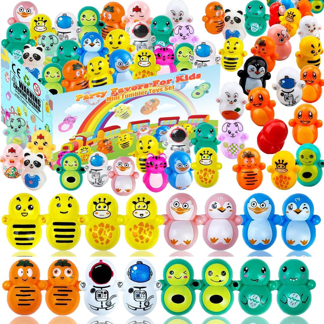 Dilycery 100PCS Mini Tumbler Toys Party Faovrs Pinata Goodie Bag Stuffer Fillers for Kids, Treasure Box Toys for Classroom Easter Egg Fillers End of the Year School Students Prizes