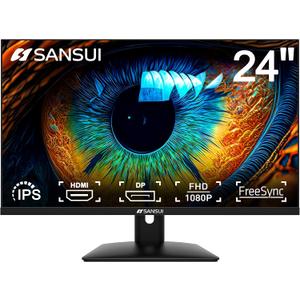 SANSUI 24 inch Monitor IPS FHD 1080P Computer Monitor 75Hz, Display Port Monitor with Built-in Speakers, PC with HDMI,VGA,DP Ports/Eye Care/Ergonomic Tilt(ES-24X5A HDMI Cable Included)
