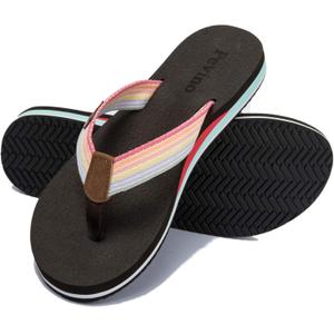 Pevino Women's Orthotic Flip Flops,Casual Comfortable Yoga Mat Thong Sandal with Arch Support (8.5, Brown)