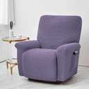 CONRUSER Stretch Recliner Chair Covers, 4-Piece Soft Sofa Cover Thick Single Seat Couch Cover Jacquard Recliner Slipcover with Pocket (Purple)
