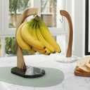 EVEROUS BANANA HANGER BLACK MARBLE BASE, MODERN BANANA HOLDER TREE STAND FOR KITCHEN HOME, NON-SLIP BANANA RACK BANANA HOLDER STAND