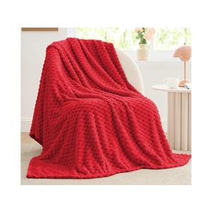 BEDELITE Fleece Throw Blanket for Couch & Bed - 3D Jacquard Decorative Red Blanket, Super Soft and Cozy Warm Fuzzy Blanket All Seasons Suitable, 50x60Inches
