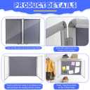 Motipuns 48"x36" Lockable Enclosed Bulletin Board with Glass Door, Weather Resistant Cork Notice Board, Wall Mounted Display Case for School Office Community Outdoor, 12xA4(Gray, Silver Frame)