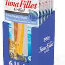 INABA Grilled Fillets Cat Treats, Tuna in Tuna Broth, 6ct | Hand-cut grilled tuna, Broth-packed, Vacuum packed, 71% moisture, Immune support, Grain-free, 6 x 0.52 oz fillets (EXP 01/22/28)