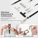 LAUDTEC Breakaway Cell Phone Lanyard Crossbody with key Utility Ring & 2Tabs,Adjustable Anti-Theft for iphone Strap,Premium Metal 360Carabiner,Universal Phone Neck &Wrist Lanyard for Travel,Black